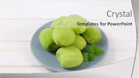  Presentation with kiwi - Amazing slide deck having plate-of-peeled-kiwi backdrop and a sky blue colored foreground