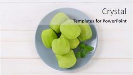  Presentation with kiwi - Audience pleasing slides consisting of plate-of-peeled-kiwi backdrop and a sky blue colored foreground