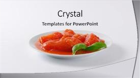  Presentation with white plate - Amazing PPT layouts having plate of peeled tomatoes on white background backdrop and a sky blue colored foreground