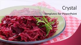  Presentation with map of brazil in red - Amazing PPT theme having plate of pickled red cabbage backdrop and a sky blue colored foreground