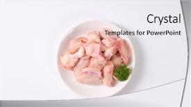 Presentation with chicken poultry farm white layer - Theme with plate of raw chicken wings background and a  colored foreground