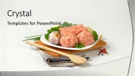  Presentation with cutting board - Audience pleasing slide deck consisting of plate-of-raw-meatballs backdrop and a white colored foreground