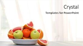  Presentation with fruit - Slides with plate of ripe fruits background and a white colored foreground
