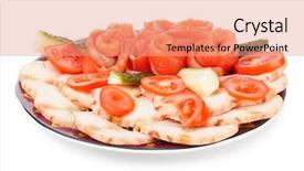  Presentation with sturgeon - Audience pleasing PPT layouts consisting of plate of salmon and sturgeon fish isolated on white background backdrop and a coral colored foreground