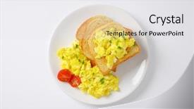  Presentation with white plate - Slide set having plate of scrambled eggs background and a white colored foreground