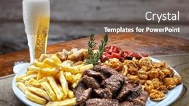  Presentation with snacks - Theme enhanced with plate-of-snacks-meat-potatoes background and a gray colored foreground