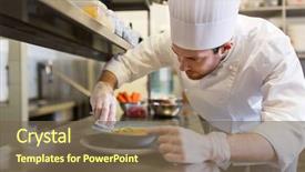  Presentation with cooking chef - PPT theme enhanced with plate of soup at restaurant background and a violet colored foreground