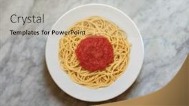  Presentation with spaghetti - Presentation theme consisting of plate-of-spaghetti-with-tomato background and a soft green colored foreground