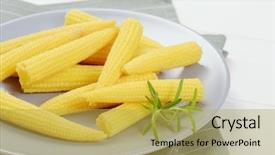  Presentation with sweet corn - Slide deck with plate of sweet baby corn background and a  colored foreground