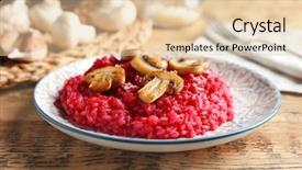  Presentation with beetroot - Presentation design consisting of plate of tasty beetroot risotto background and a lemonade colored foreground