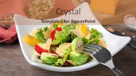  Presentation with brussels - Theme featuring plate of tasty salad with brussels sprouts on table background and a coral colored foreground