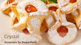  Presentation with apricot - Colorful PPT theme enhanced with plate-of-tea-cakes backdrop and a coral colored foreground