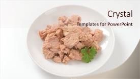 Presentation with white plate - Slide set enhanced with plate of tuna chunks background and a lemonade colored foreground