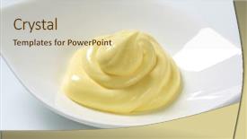  Presentation with pastry cream - Beautiful PPT theme featuring plate of vanilla pastry cream backdrop and a soft green colored foreground