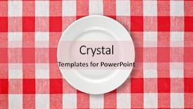  Presentation with white plate - Colorful slides enhanced with plate on red checked tablecloth backdrop and a coral colored foreground