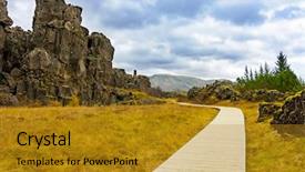  Presentation with region - Slides having almannagia tectonic fault thingvellir region background and a gold colored foreground