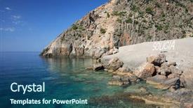  Presentation with north africa - Audience pleasing theme consisting of tectonic plate - harbour and cliffs at sougia backdrop and a ocean colored foreground