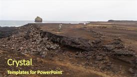  Presentation with coast line - Beautiful presentation theme featuring tectonic plate - iceland reykjanes peninsula rocky volcanic backdrop and a tawny brown colored foreground