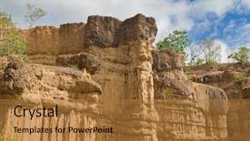  Presentation with soil eroded - Slide set featuring tectonic plate - natural phenomenon of eroded cliff background and a gold colored foreground
