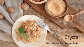  Presentation with crisp - Theme with plate with apple crisp background and a coral colored foreground
