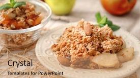  Presentation with crisp - Colorful PPT layouts enhanced with plate with apple crisp backdrop and a coral colored foreground