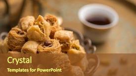  Presentation with arabic food - Cool new PPT theme with plate with arabic black coffee backdrop and a tawny brown colored foreground