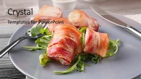  Presentation with nuggets - Amazing slides having plate with bacon wrapped chicken backdrop and a  colored foreground
