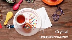 Presentation with birthday - Slide deck having plate with birthday cupcake background and a coral colored foreground