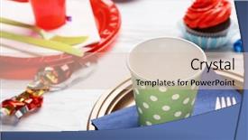  Presentation with birthday - Presentation design featuring plate with birthday cupcake background and a lemonade colored foreground