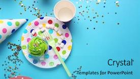  Presentation with birthday - PPT layouts having plate with birthday cupcake background and a light blue colored foreground