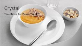  Presentation with lentils - Audience pleasing PPT layouts consisting of bowl of homemade lentils creme backdrop and a light gray colored foreground