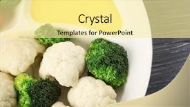  Presentation with cauliflower - Cool new PPT layouts with plate with broccoli cauliflower backdrop and a blonde colored foreground