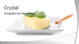  Presentation with white plate - PPT theme consisting of plate with butter and shovel background and a  colored foreground