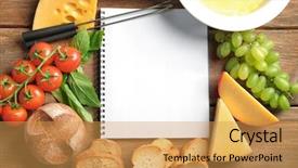  Presentation with cheddar - Colorful presentation design enhanced with plate with cheese fondue backdrop and a yellow colored foreground