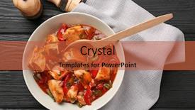  Presentation with table meal plan for osteotphorosis - Colorful presentation design enhanced with plate with chicken cacciatore backdrop and a red colored foreground