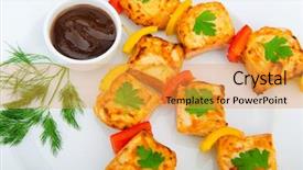  Presentation with kebab - Presentation enhanced with plate-with-chicken-kebab-piecies background and a gold colored foreground