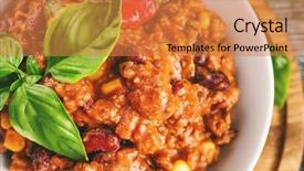  Presentation with chili - Beautiful slide deck featuring plate with chili con carne backdrop and a coral colored foreground