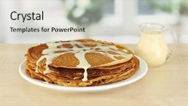  Presentation with condensed milk - Beautiful slide deck featuring plate with condensed milk backdrop and a  colored foreground