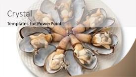  Presentation with clams - Slide deck with plate-with-cooked-soft-shell background and a white colored foreground