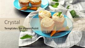  Presentation with cupcakes - Beautiful slides featuring plate with delicious carrot cupcakes on table backdrop and a lemonade colored foreground