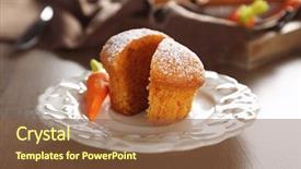  Presentation with muffin - Amazing PPT layouts having plate with delicious carrot muffin backdrop and a tawny brown colored foreground