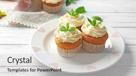  Presentation with plate boundaries - Colorful slide deck enhanced with plate with delicious carrot muffins backdrop and a light gray colored foreground