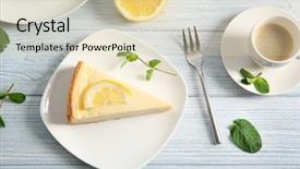  Presentation with cheesecake - Slide set featuring plate with delicious cheesecake fork background and a lemonade colored foreground