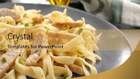  Presentation with chicken embryo - Presentation theme enhanced with plate with delicious chicken alfredo background and a  colored foreground