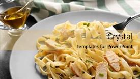  Presentation with chicken little chicks - Audience pleasing presentation design consisting of plate with delicious chicken alfredo backdrop and a  colored foreground