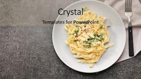  Presentation with chicken - Amazing PPT theme having plate with delicious chicken alfredo backdrop and a coral colored foreground