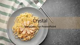  Presentation with table meal plan for osteotphorosis - Colorful slide deck enhanced with plate with delicious chicken alfredo backdrop and a  colored foreground