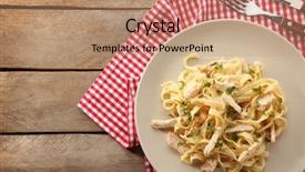  Presentation with chicken - Cool new theme with plate with delicious chicken alfredo backdrop and a coral colored foreground