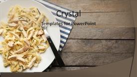  Presentation with chicken - Slide set with plate with delicious chicken alfredo background and a coral colored foreground