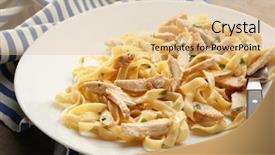  Presentation with chicken embryo - Slide set consisting of plate with delicious chicken alfredo background and a  colored foreground